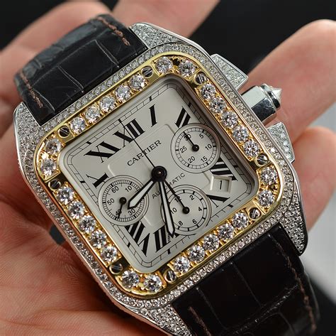 santos de cartier mens watch|cartier santos watch with diamonds.